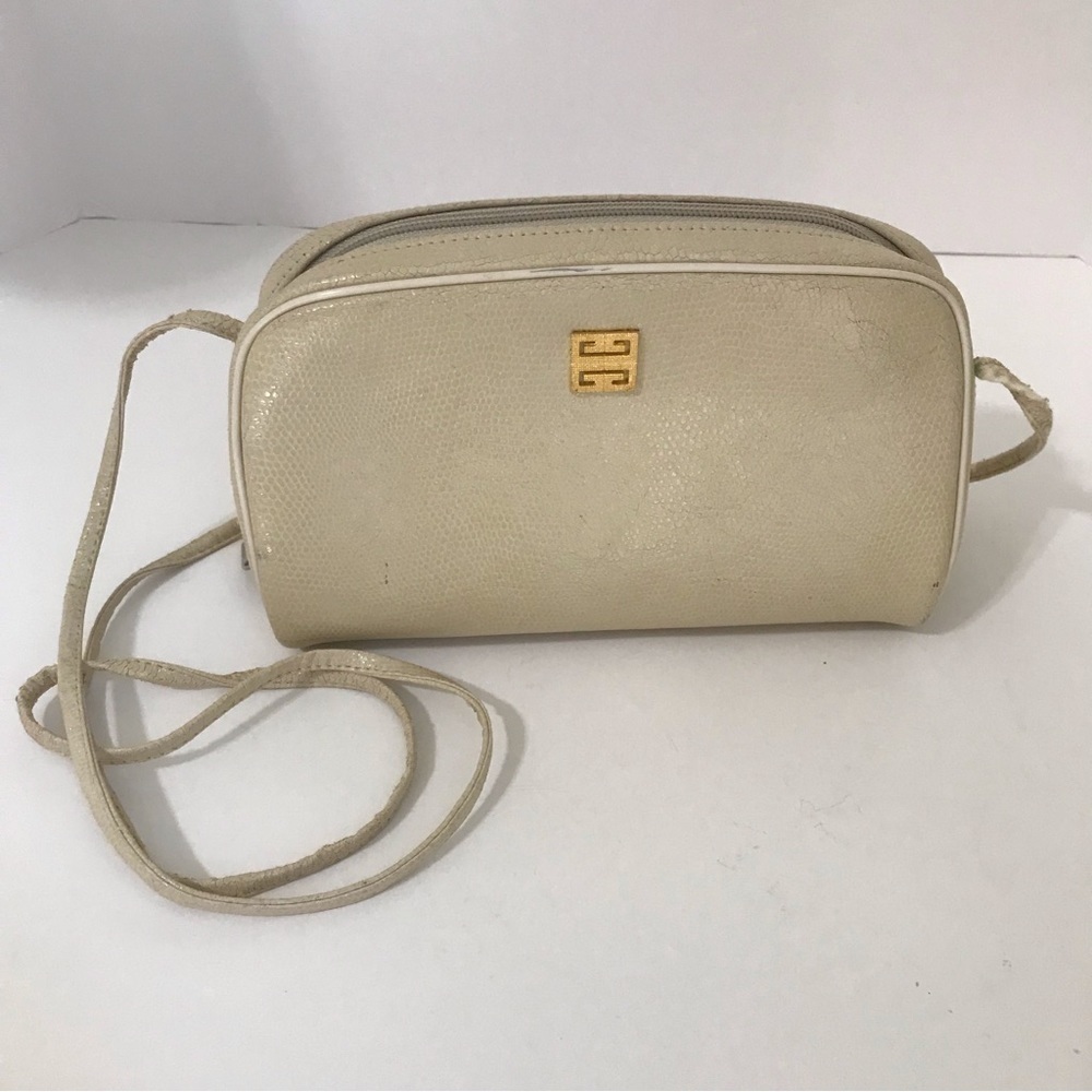 Givenchy Paris Vintage Ivory Leather Crossbody Gold Logo Restoration Project Bag